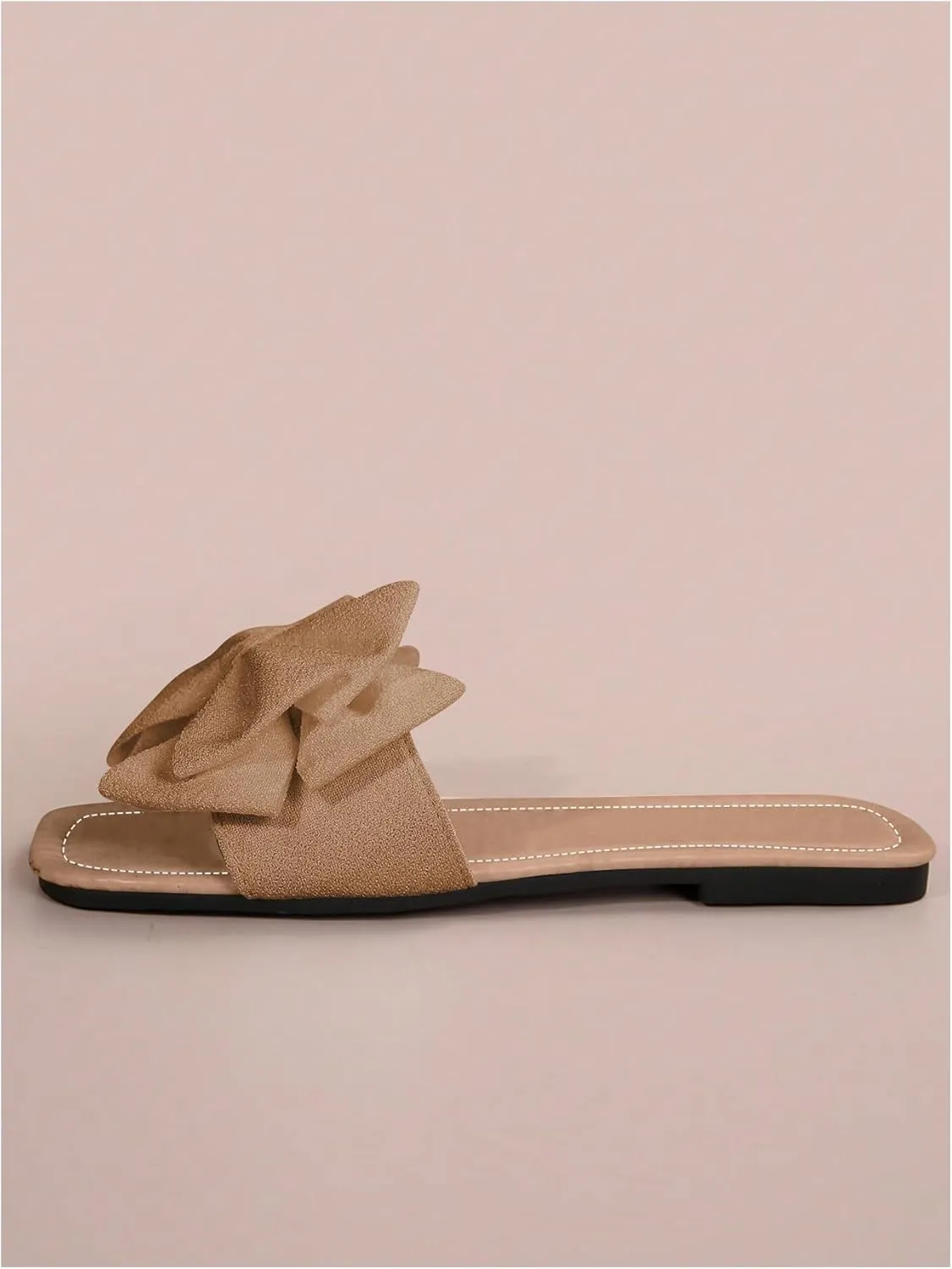 Verdusa Women's Bowknot Flat Sandals Summer Open Toe Slide Slip On Sandals