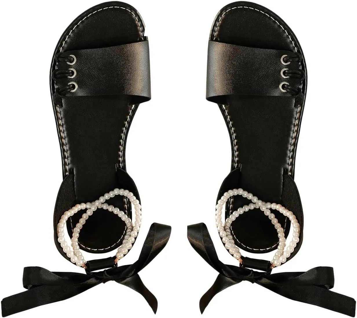 Verdusa Women's Open Toe Ankle Strap Leather Sandals Arch Support Flat Sandals