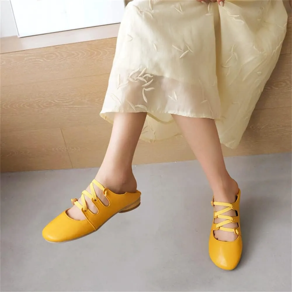 Viuluti Women's Round Toe Ballet Flats Comfort Elastic Ankle Straps Slip-on Casual Shoes