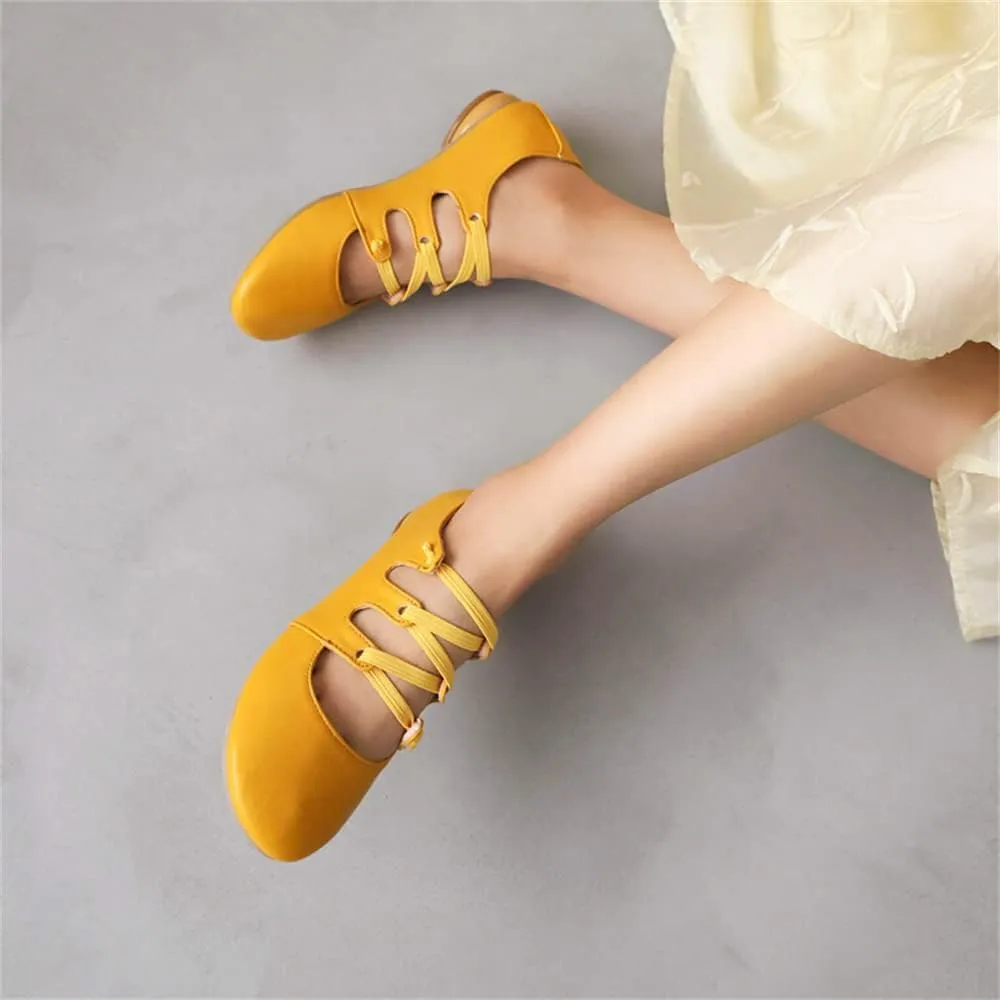 Viuluti Women's Round Toe Ballet Flats Comfort Elastic Ankle Straps Slip-on Casual Shoes