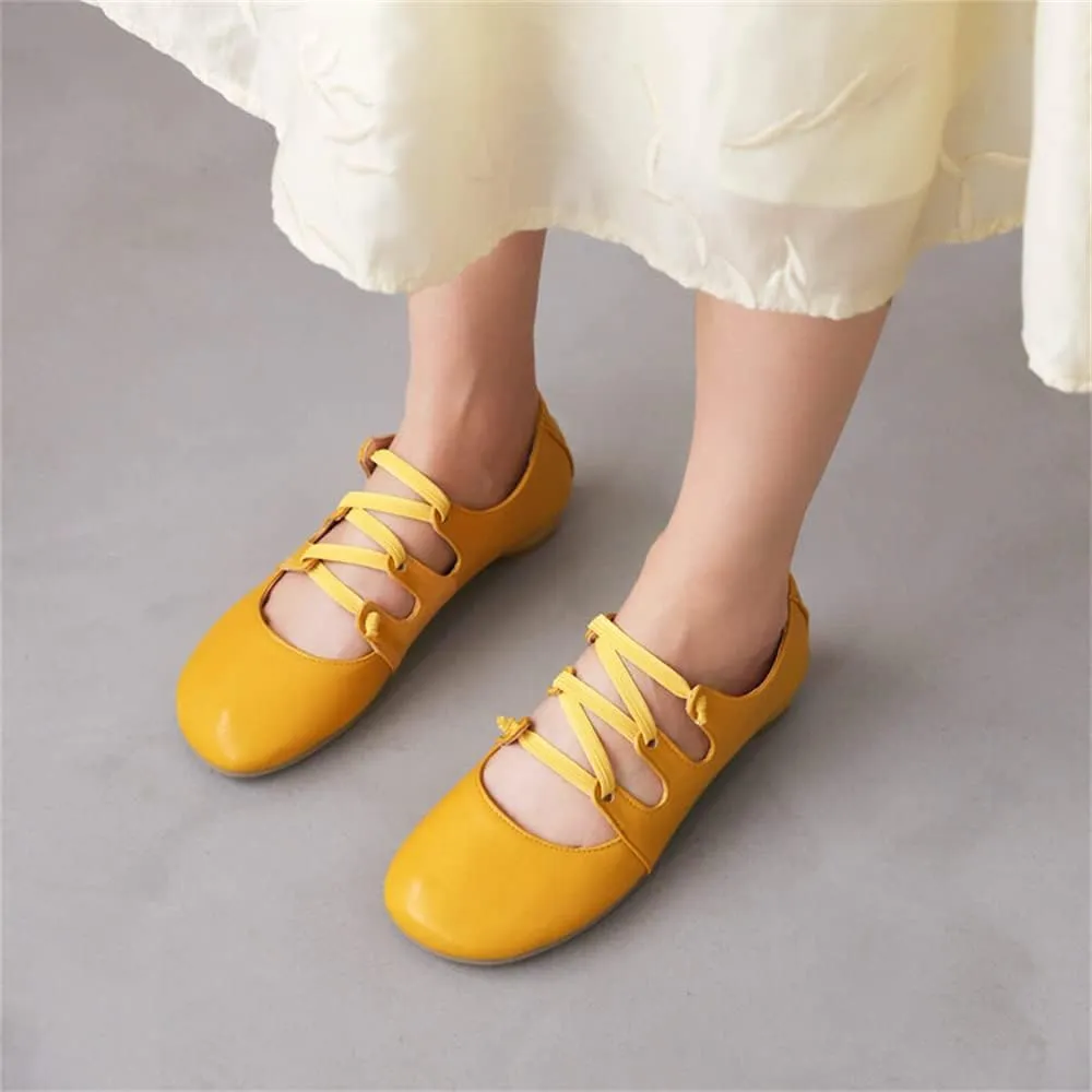 Viuluti Women's Round Toe Ballet Flats Comfort Elastic Ankle Straps Slip-on Casual Shoes