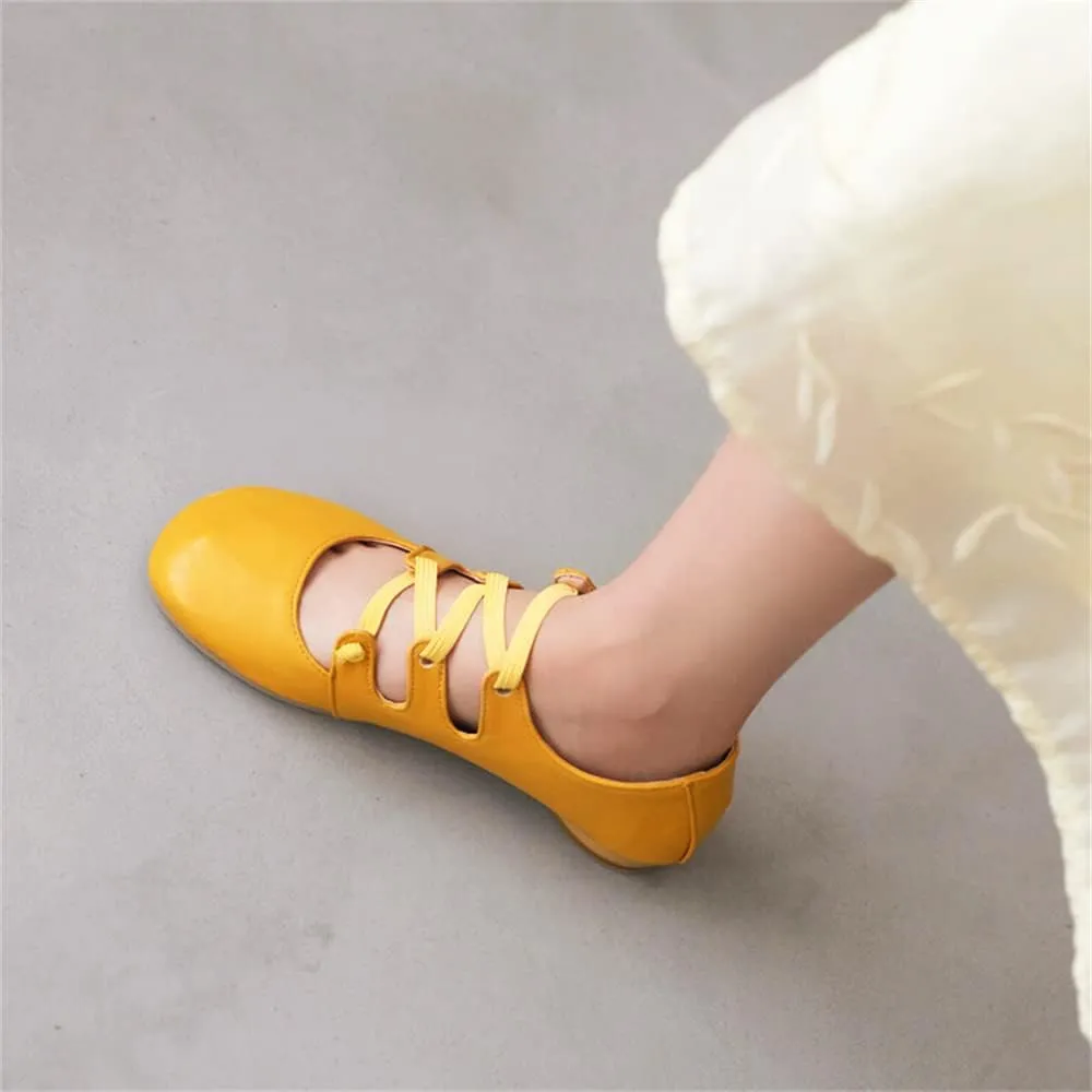 Viuluti Women's Round Toe Ballet Flats Comfort Elastic Ankle Straps Slip-on Casual Shoes