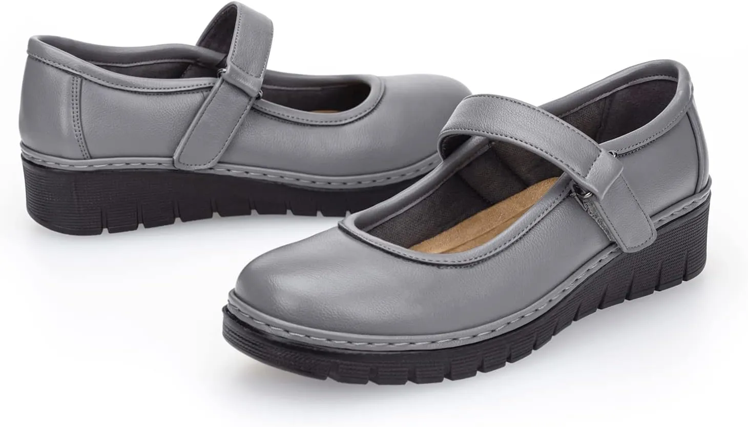 VJH confort Women s Mary Jane Flats, Breathable Comfort Round Toe Low Heel Slip-on Light Weight Walking Shoes