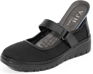 VJH confort Women s Mary Jane Flats, Breathable Comfort Round Toe Low Heel Slip-on Light Weight Walking Shoes
