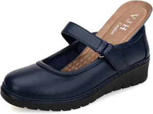 VJH confort Women s Mary Jane Flats, Breathable Comfort Round Toe Low Heel Slip-on Light Weight Walking Shoes