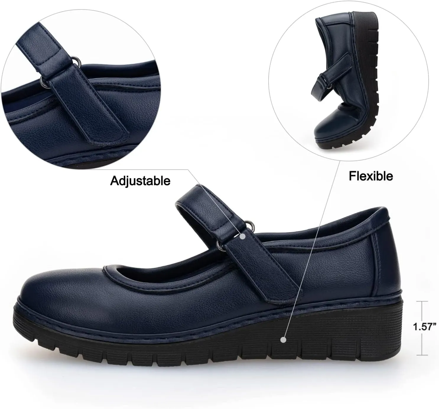VJH confort Women s Mary Jane Flats, Breathable Comfort Round Toe Low Heel Slip-on Light Weight Walking Shoes