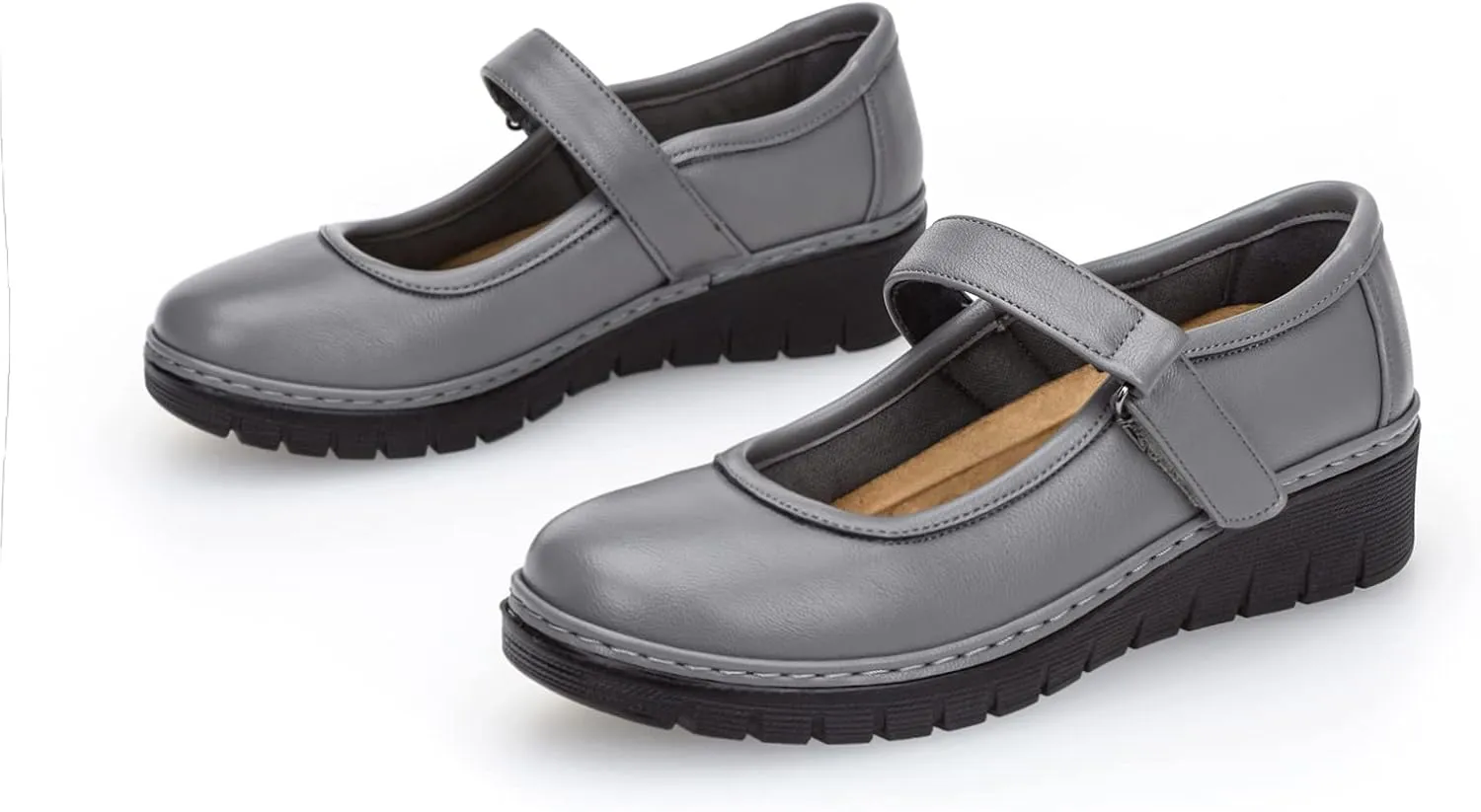 VJH confort Women s Mary Jane Flats, Breathable Comfort Round Toe Low Heel Slip-on Light Weight Walking Shoes