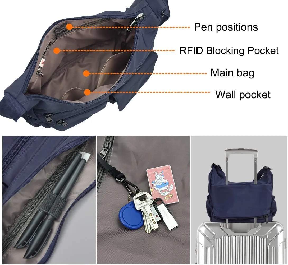VOLGANIK ROCK Crossbody Bags for Women RFID Lightweight Travel Shoulder Bag Waterproof Nylon purses and handbags Pocketbook