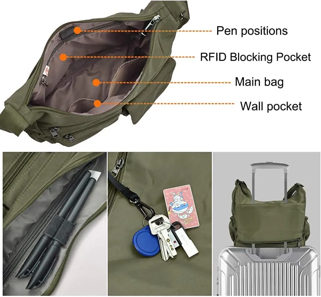 VOLGANIK ROCK Crossbody Bags for Women RFID Lightweight Travel Shoulder Bag Waterproof Nylon purses and handbags Pocketbook