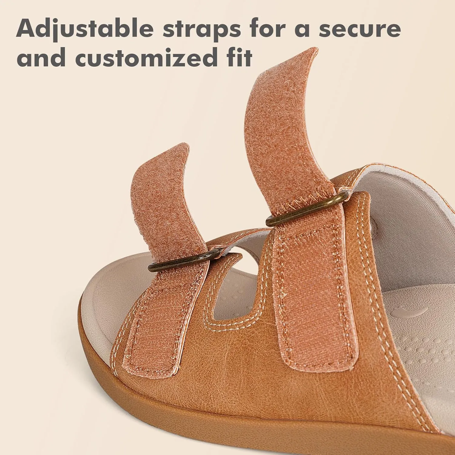 V.Step Orthopedic Slides with Arch Support for Women Men, Adjustable Orthotic Sandals for Plantar Fasciitis Pain Relief Indoor Outdoor Brown W9/M8