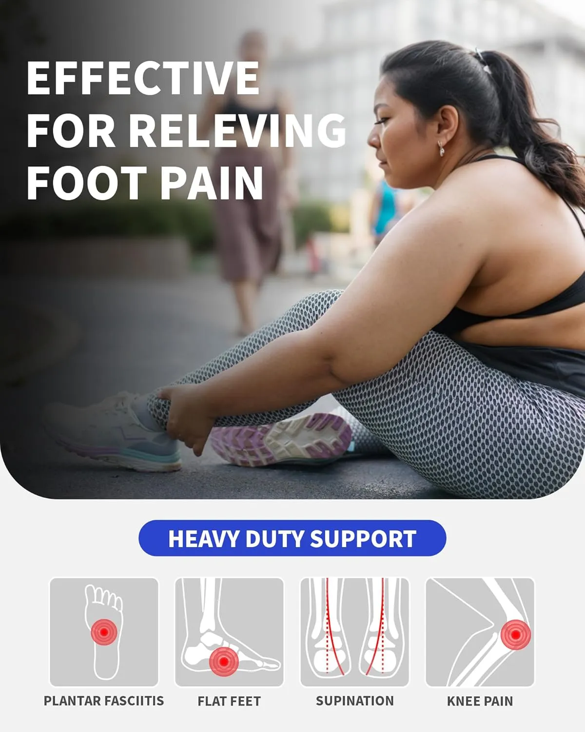 WalkHero 220  lbs Heavy Duty Arch Support Inserts - Plantar Fasciitis Relief Orthotic Insoles for Flat Feet and Daily Walking (Mens 9-9.5 | Womens 11-11.5, Azure Blue)