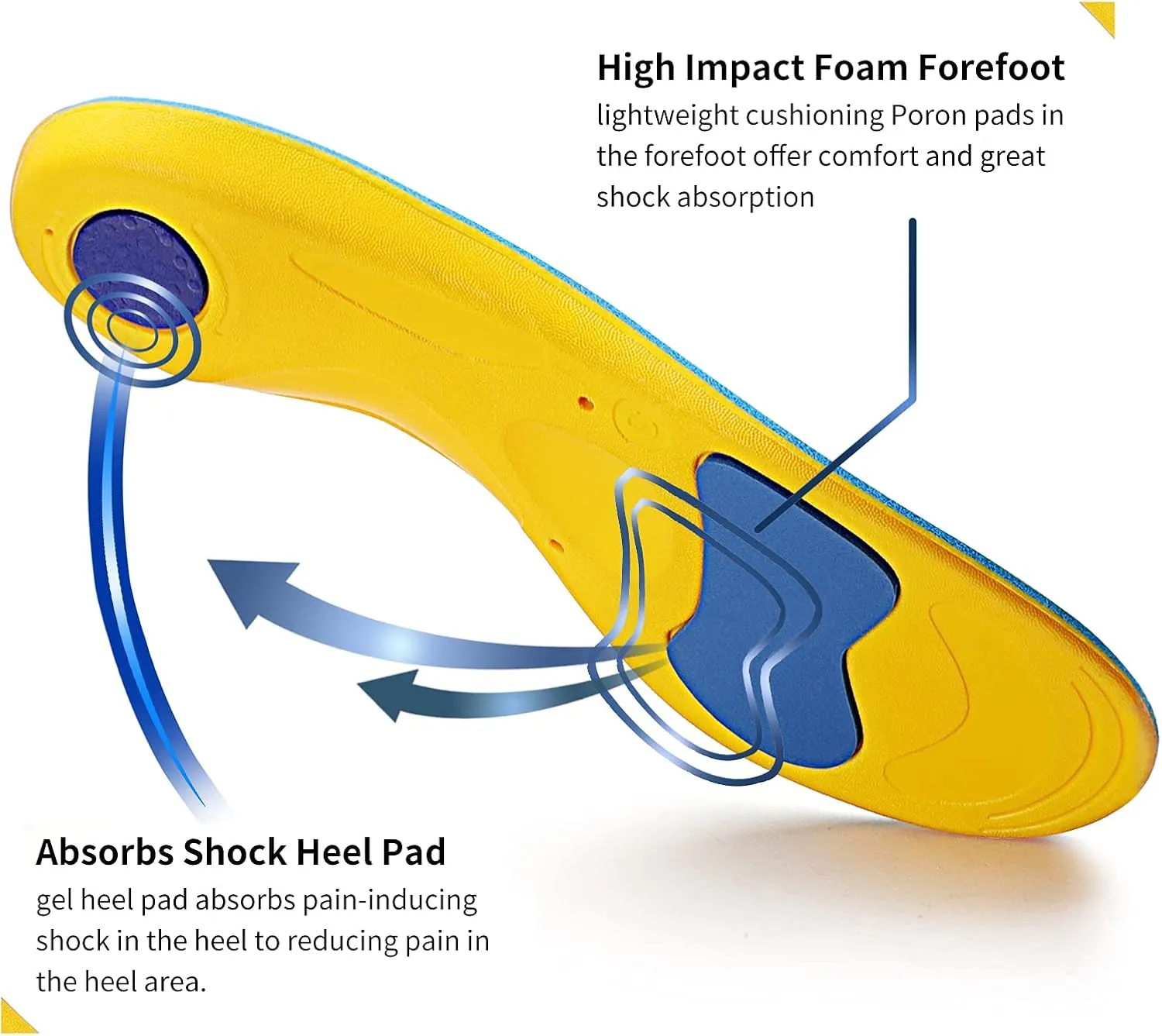 Walkomfy Pain Relief Orthotics,Plantar Fasciitis High Arch Support Insoles for Women Men,Orthotic Shoe Inserts for Flat Feet,Metatarsalgia,Heel Pain,Work Boots Gel Insoles for Standing All Day