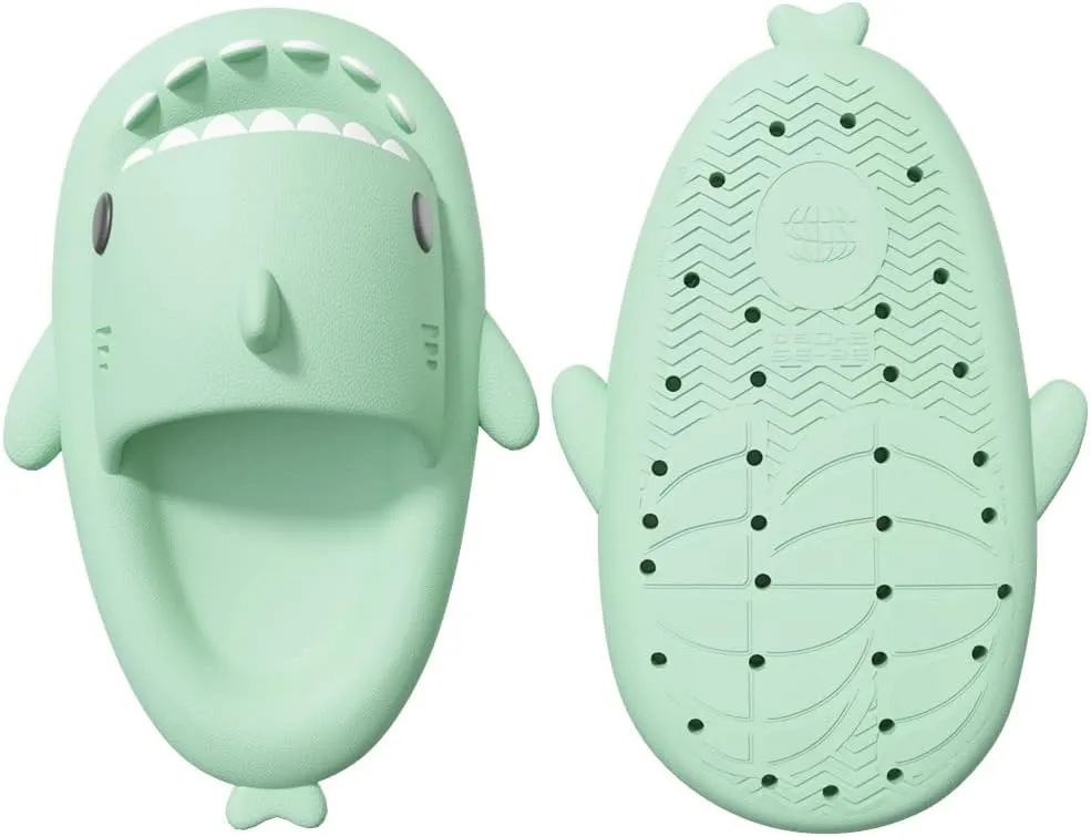 welltree Shark Slides for Women and Men Novelty Pillow Slippers Open Toe Shark Sandals Cushioned Cloud Slides