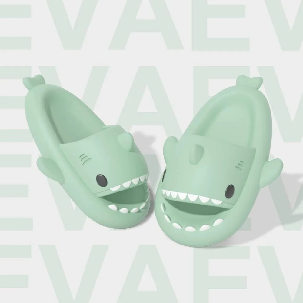 welltree Shark Slides for Women and Men Novelty Pillow Slippers Open Toe Shark Sandals Cushioned Cloud Slides