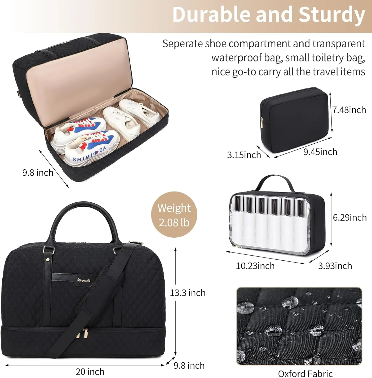 Wogarl Weekender Bag for Women Men Large Overnight Bag Travel Duffel Bag with Shoe Compartment Toiletry Satchel Bag Carry On Bag Fit 21" Laptop