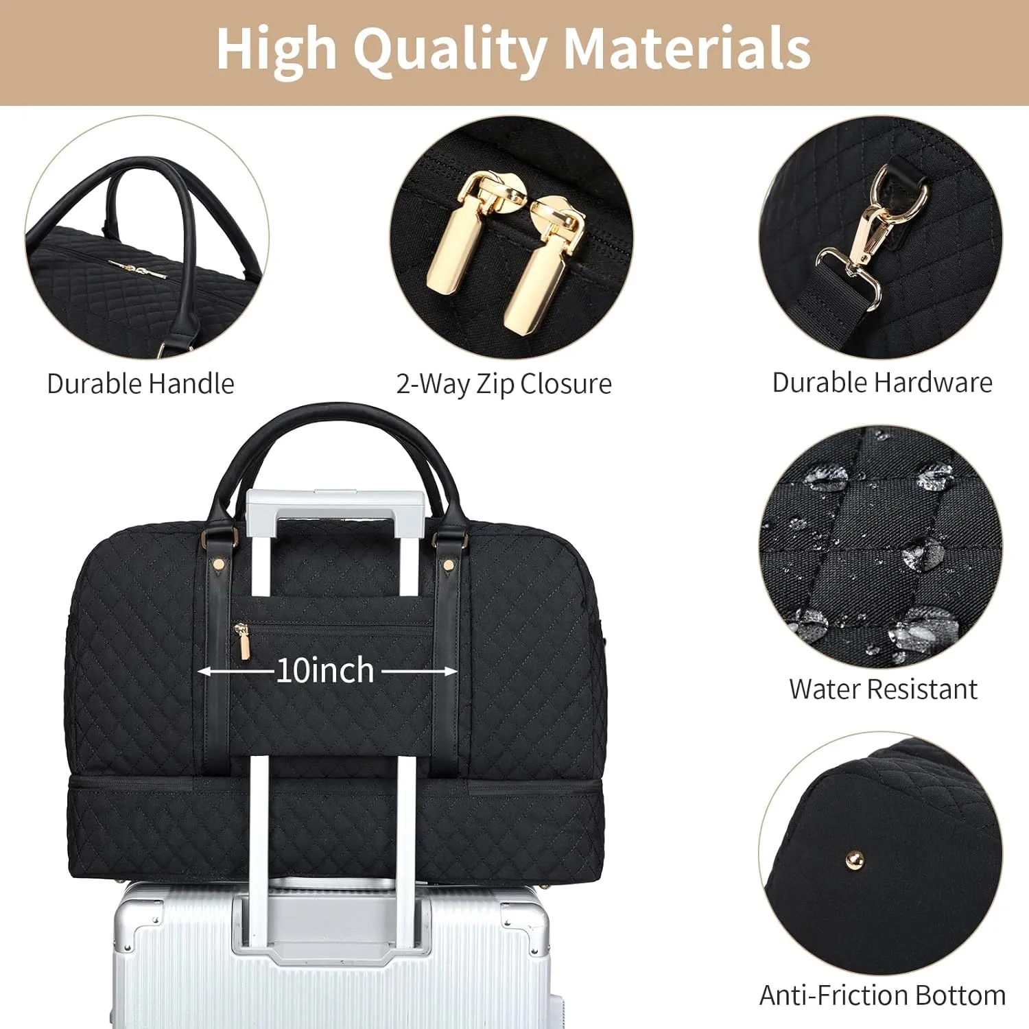 Wogarl Weekender Bag for Women Men Large Overnight Bag Travel Duffel Bag with Shoe Compartment Toiletry Satchel Bag Carry On Bag Fit 21" Laptop