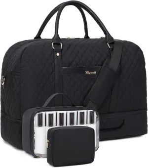 Wogarl Weekender Bag for Women Men Large Overnight Bag Travel Duffel Bag with Shoe Compartment Toiletry Satchel Bag Carry On Bag Fit 21" Laptop