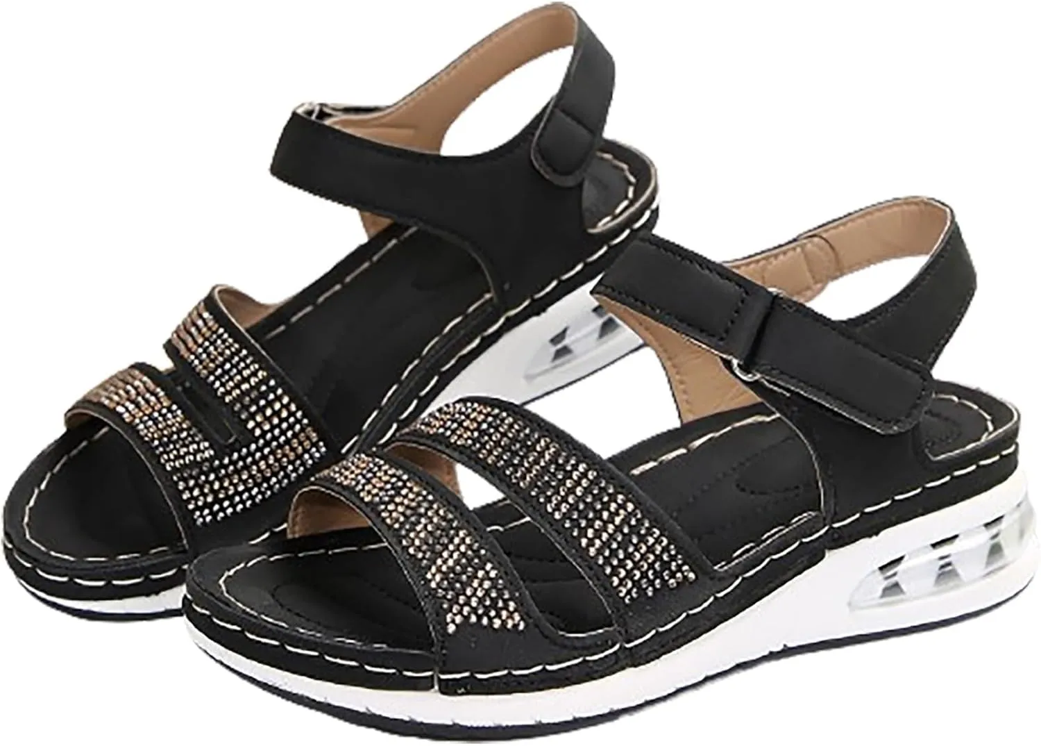 Women Arch Support Walking Sandals Comfortable Orthotic for Orthopedic Shoes Summer Wedges Casual Platform with Adjustable Hook Loop Platform: Ankle Strap Open Toe Dressy Wedge Sandal