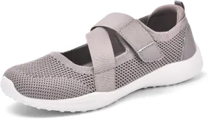Women Mary Jane Shoes Comfortable Walking Flats with Adjustable Straps Knit Casual Arch Support Flat