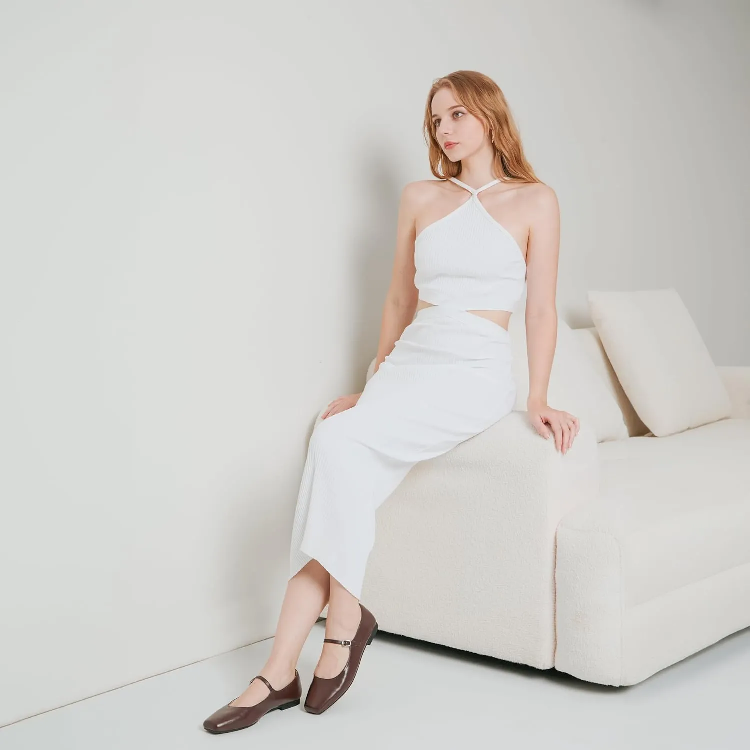 Women Mary Jane Shoes,Slip On Ankle Strap Dress Flat Shoes