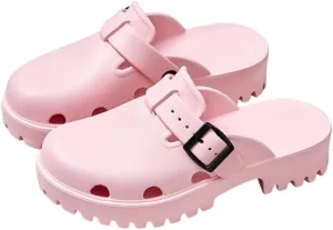 Women's Arch Support Clogs, Solid Color Hollow Out Anti-Slip Garden Shoes, Casual Outdoor Summer Slide Shoes
