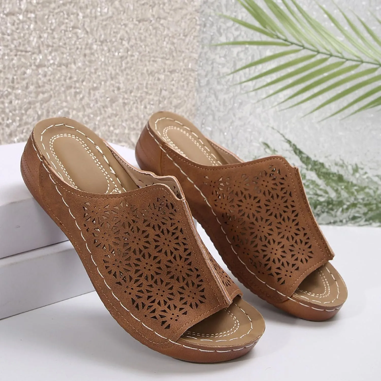 Women's Arch Support Sandals Orthotic Comfortable Walking Sandals Summer Fashion Non-Slip Beach Shoes Wedge Sandals