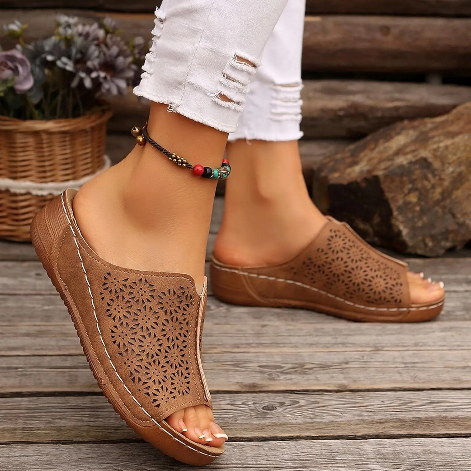 Women's Arch Support Sandals Orthotic Comfortable Walking Sandals Summer Fashion Non-Slip Beach Shoes Wedge Sandals