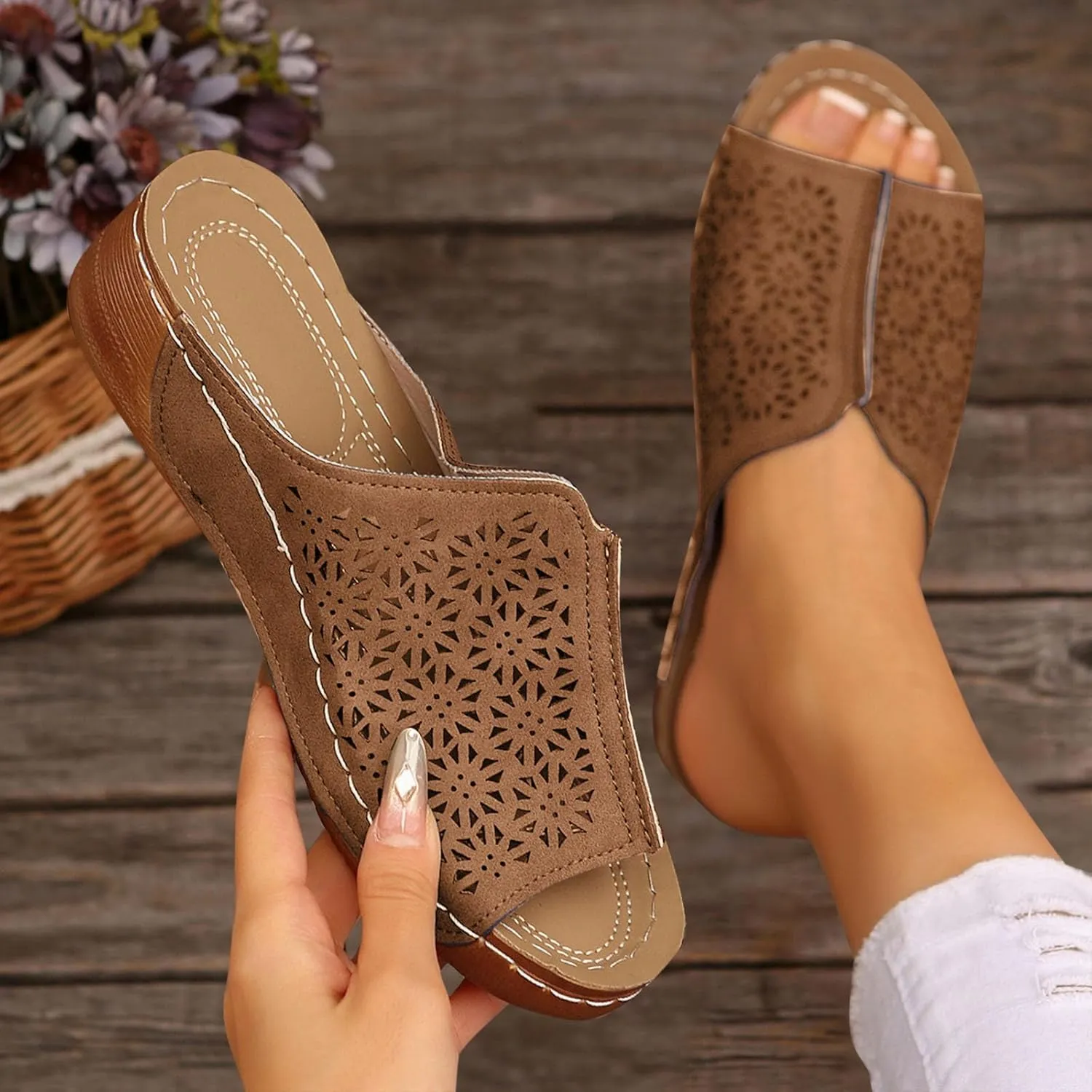 Women's Arch Support Sandals Orthotic Comfortable Walking Sandals Summer Fashion Non-Slip Beach Shoes Wedge Sandals