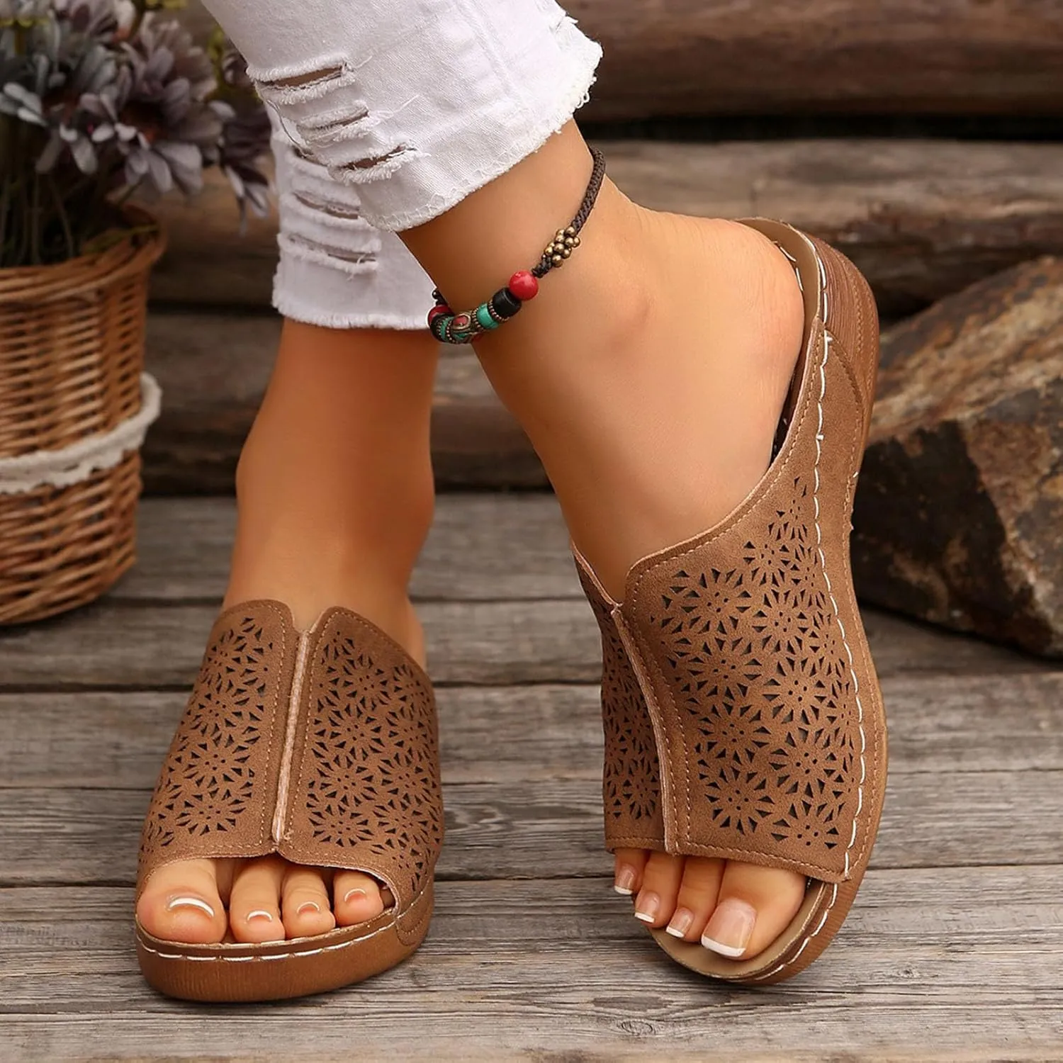 Women's Arch Support Sandals Orthotic Comfortable Walking Sandals Summer Fashion Non-Slip Beach Shoes Wedge Sandals