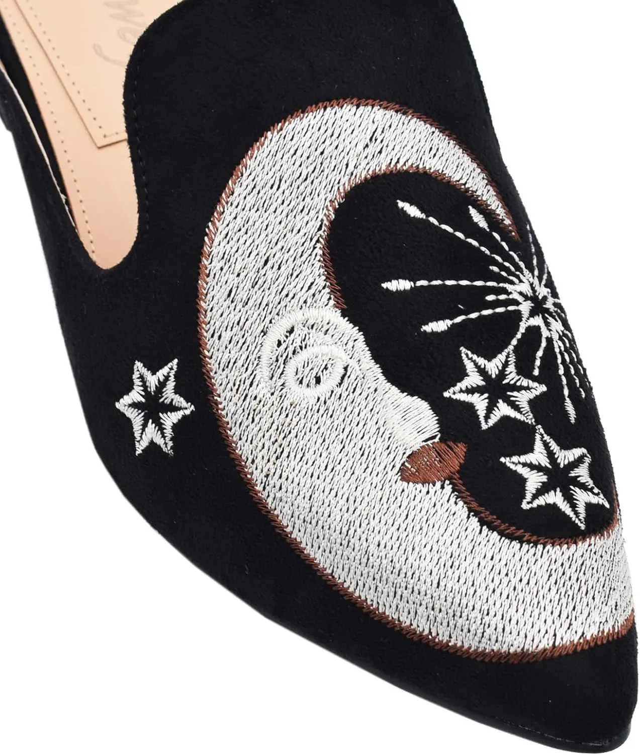 Women's Backless Comfort Slip On Casual Flats Embroidery Mule Slippers Shoes
