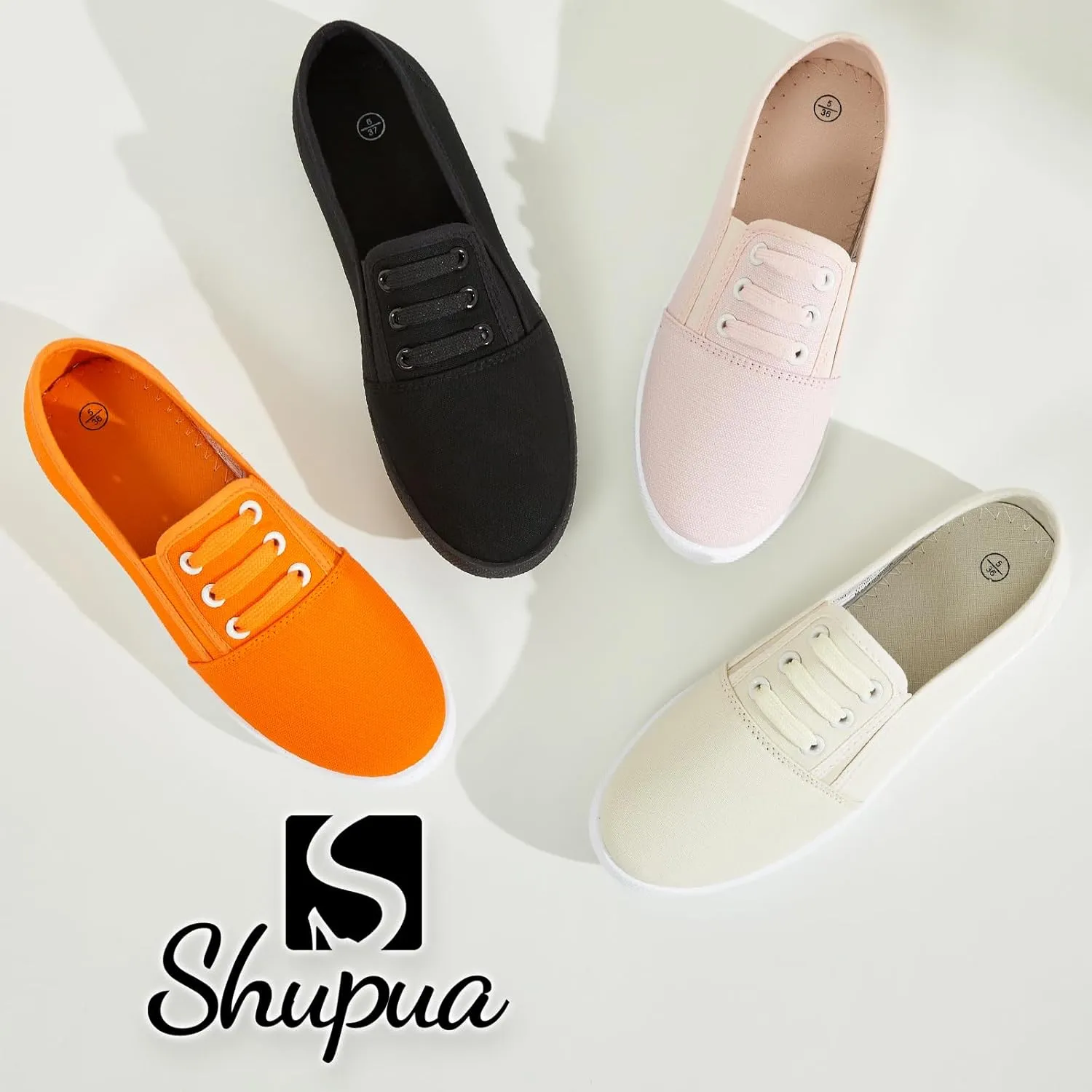 Women's Canvas Slip On Sneakers - Casual Walking Shoes, Non Slip Work Shoes