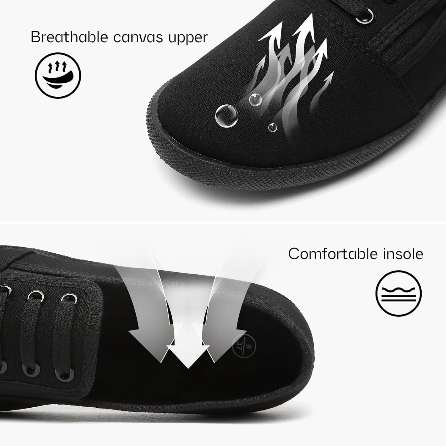 Women's Canvas Slip On Sneakers - Casual Walking Shoes, Non Slip Work Shoes