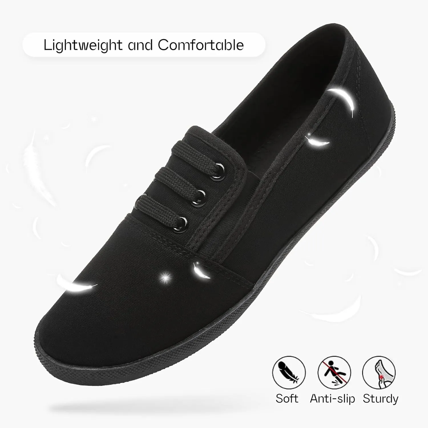 Women's Canvas Slip On Sneakers - Casual Walking Shoes, Non Slip Work Shoes