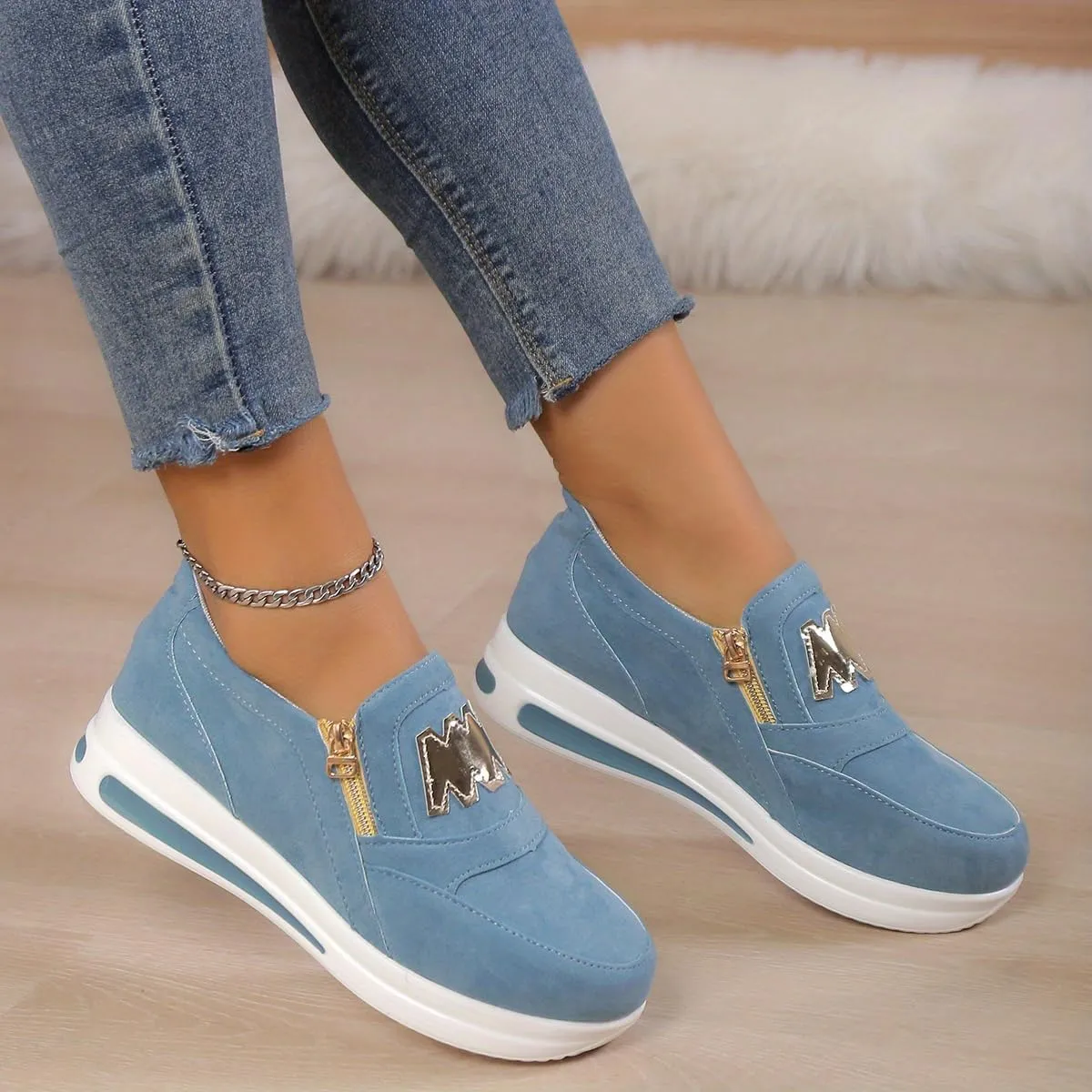 Women's Casual Platform Slip-on Orthopedic Sneakers, Women Lightweight Slip On Walking Running Shoes, Breathable Non Slip