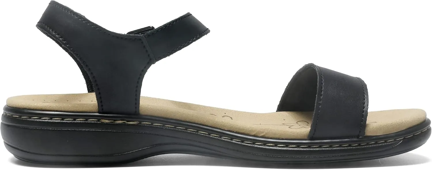 Women's Classic Flat Sandals Leather Open Toes Memory Foam One Band Ankle Strap Adjustable Slip On Shoes