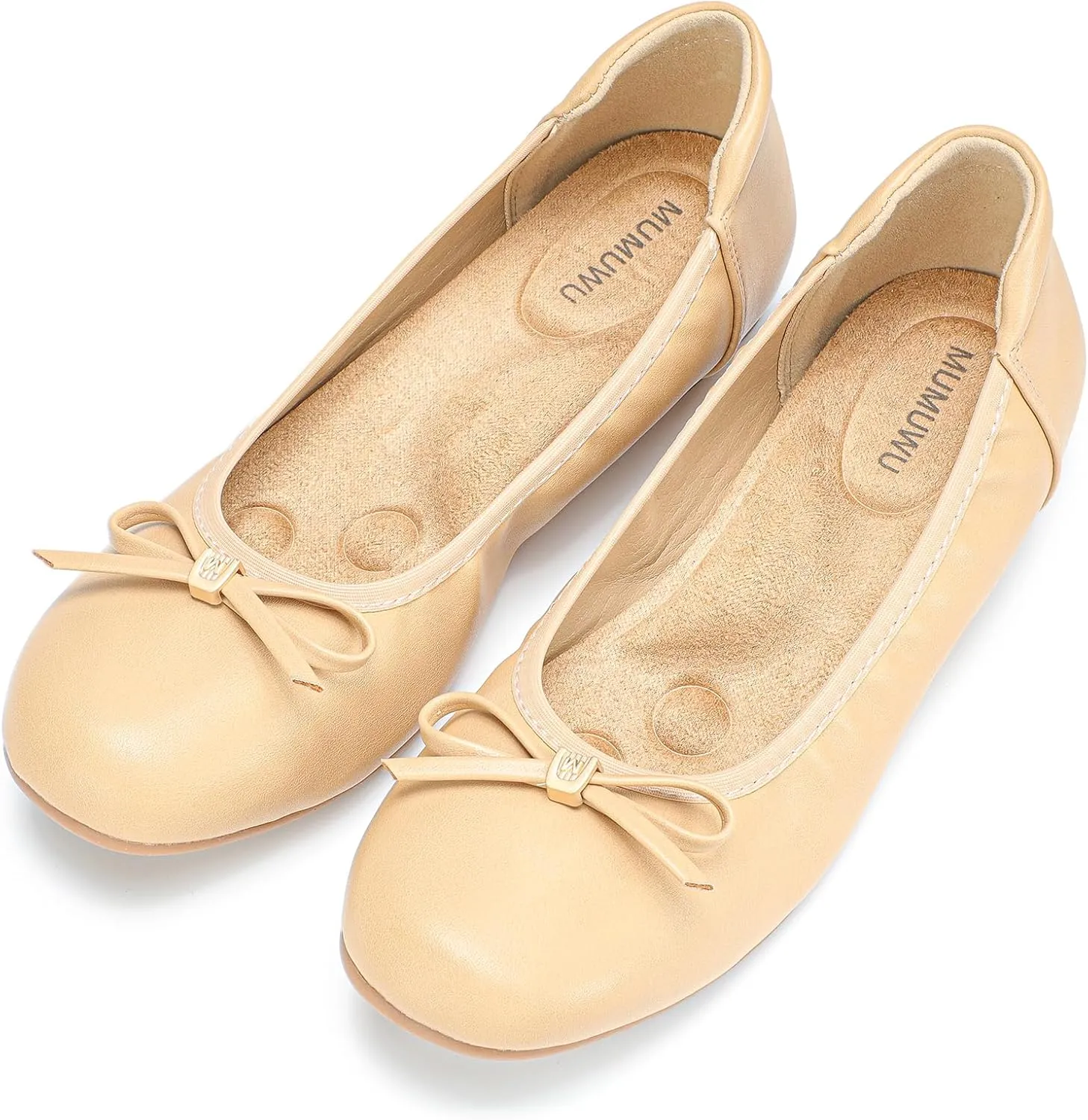 Women's Comfortable Ballet Flats Round Toe Flat Shoes for Women Bow Dressy Flats Shoes with Arch Support Insole