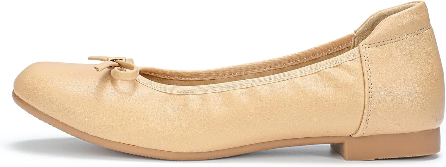 Women's Comfortable Ballet Flats Round Toe Flat Shoes for Women Bow Dressy Flats Shoes with Arch Support Insole