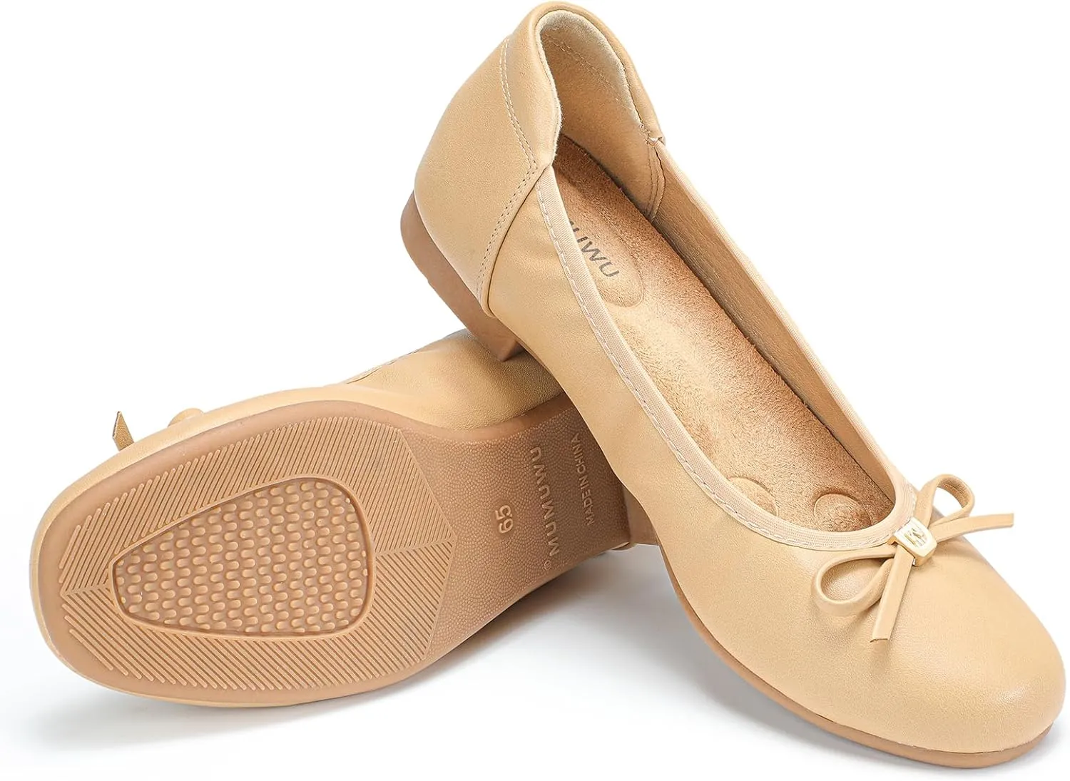 Women's Comfortable Ballet Flats Round Toe Flat Shoes for Women Bow Dressy Flats Shoes with Arch Support Insole