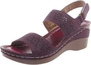 Women’s Comfortable Open Toe Crisscross Straps Slip on Wedge Sandals Orthopedic Dressy Walking Casual Beach Low Slingback Retro with Platform Arch Support Ankle Strap Summer Wedges Sandal