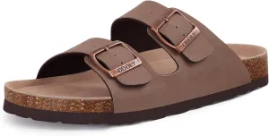 Women's Cork Footbed Slide Sandal, Arch Support Summer Outdoor Sandals with Adjustable Buckle