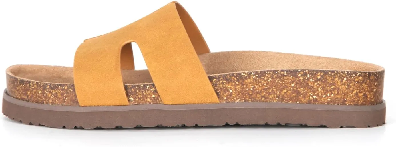 Women's Cork Footbed Slide Sandals with Arch Support,Comfortable Summer Flat Sandals for Women,Memory Foam Outdoor Slippers