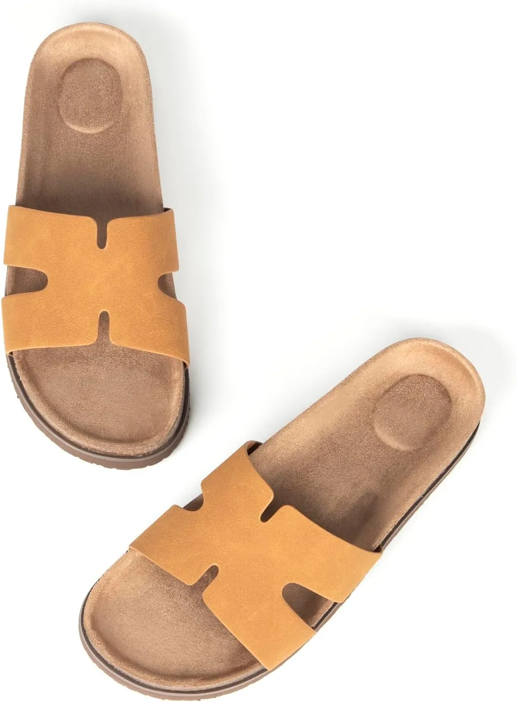 Women's Cork Footbed Slide Sandals with Arch Support,Comfortable Summer Flat Sandals for Women,Memory Foam Outdoor Slippers