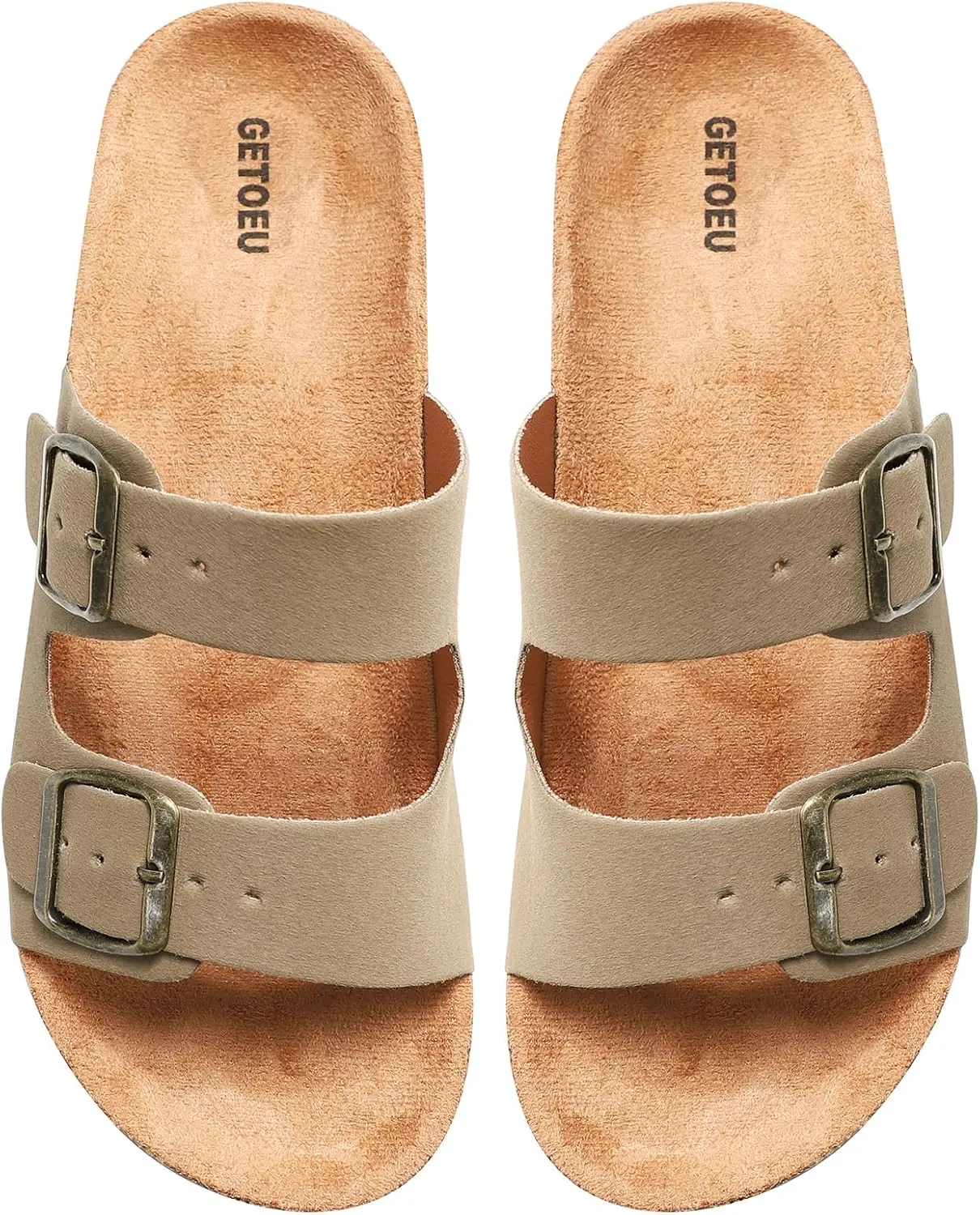 Women's Cork Sandals Comfortable Adjustable Buckle Strap Cork Footbed Arch Support Casual Ease of Wear Outdoor Slide Sandals