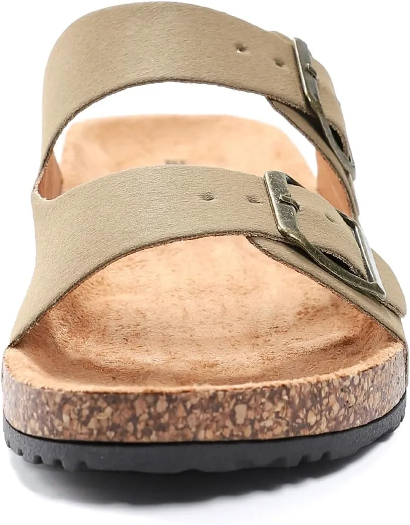 Women's Cork Sandals Comfortable Adjustable Buckle Strap Cork Footbed Arch Support Casual Ease of Wear Outdoor Slide Sandals