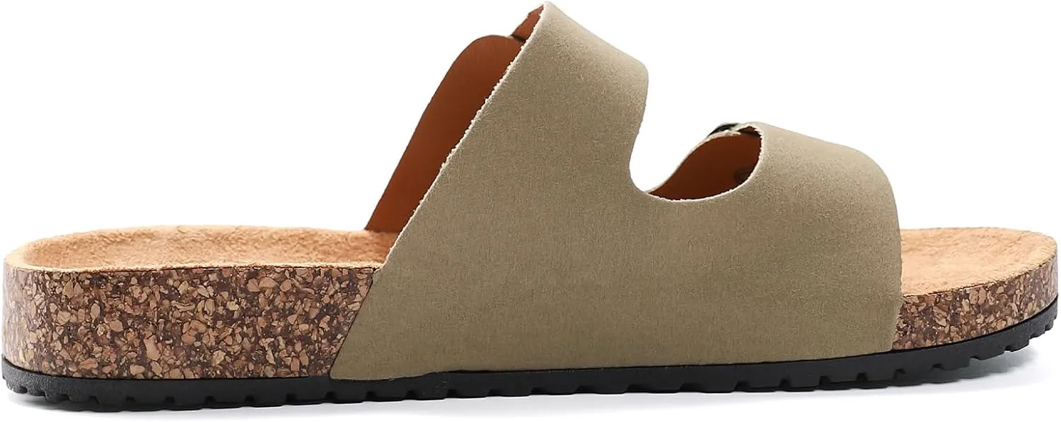 Women's Cork Sandals Comfortable Adjustable Buckle Strap Cork Footbed Arch Support Casual Ease of Wear Outdoor Slide Sandals