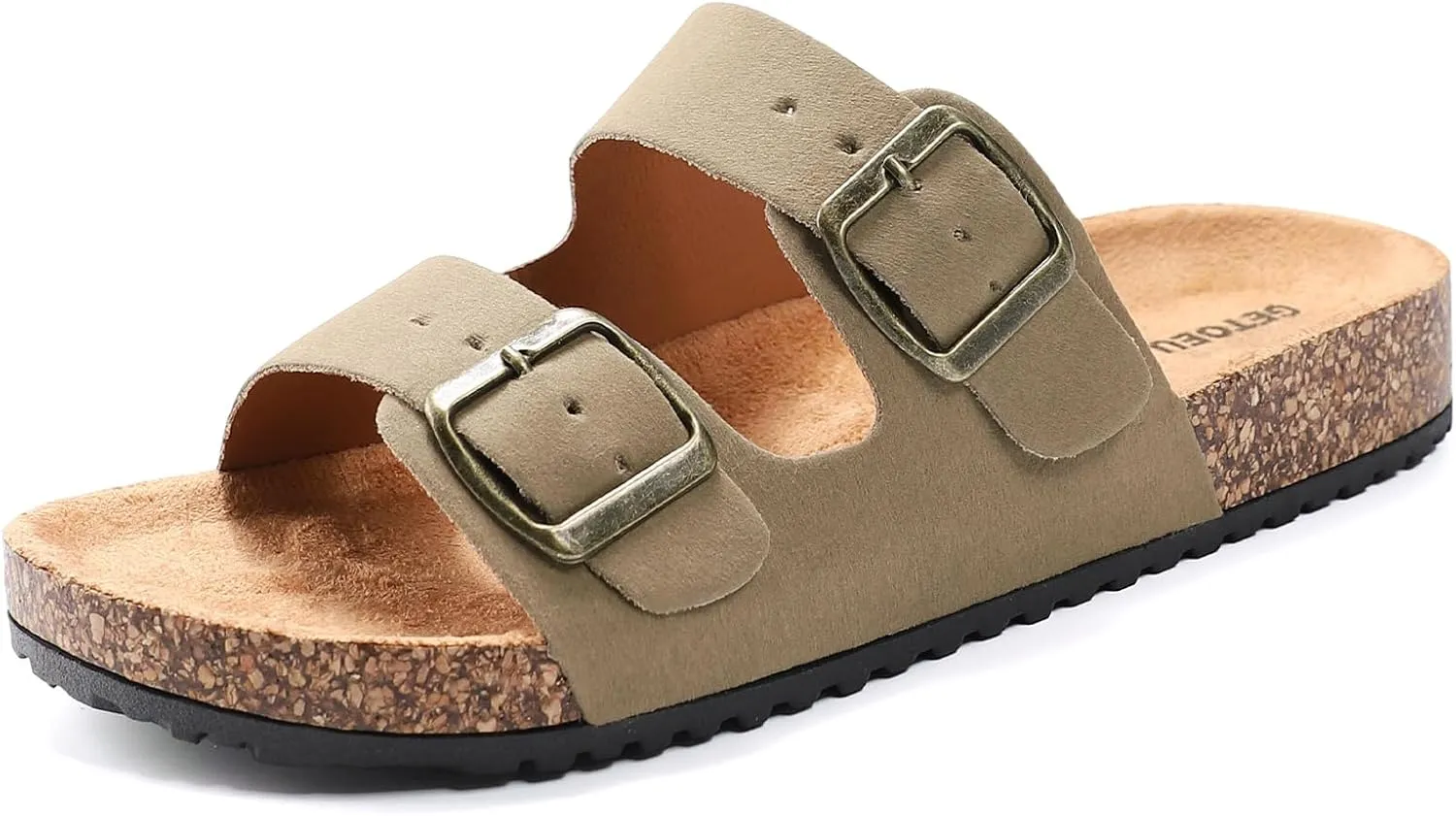 Women's Cork Sandals Comfortable Adjustable Buckle Strap Cork Footbed Arch Support Casual Ease of Wear Outdoor Slide Sandals
