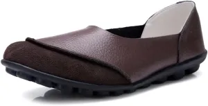 Women's Cowhide Leather Slip-On Moccasins Shoes Flat Slipper Loafers