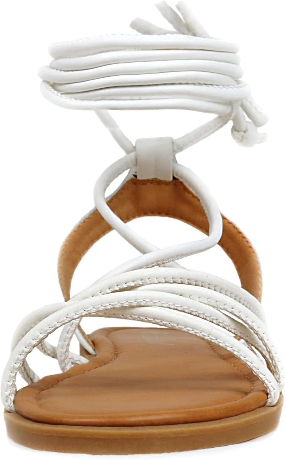 Women's Cross Lace Up Gladiator Sandals, Ankle Wrap Strappy Flats Sandals for Women