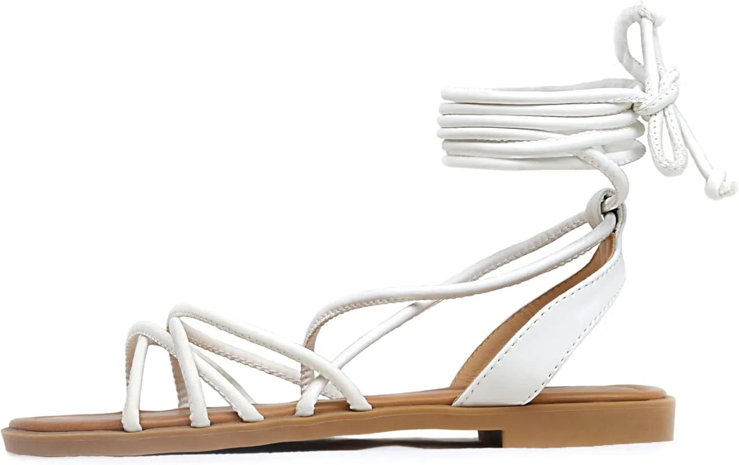 Women's Cross Lace Up Gladiator Sandals, Ankle Wrap Strappy Flats Sandals for Women