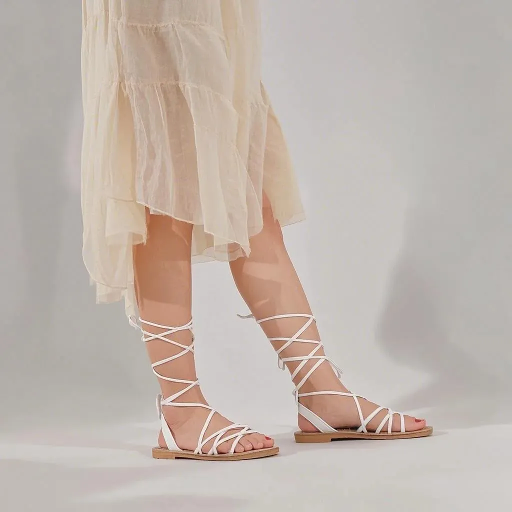 Women's Cross Lace Up Gladiator Sandals, Ankle Wrap Strappy Flats Sandals for Women